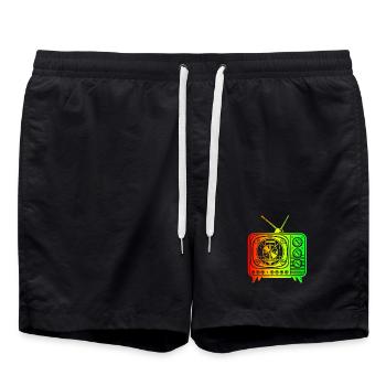 Retro TV – Oldschool Vibes - Swim Trunks - black - Front - AI Model Male 185 light (185cm)