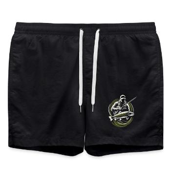 Fishing Angler Trout Giant Fish Gift - Swim Trunks - black - Front - AI Model Male 185 light (185cm)