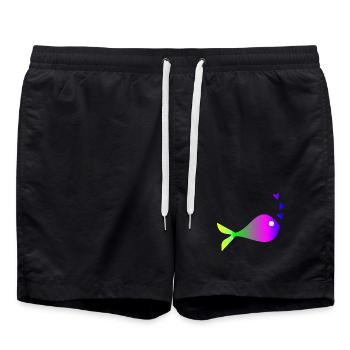 FISCH. SARDINE. APRILSCHERZ. MEER. OZEAN - Badeshorts - Schwarz - Vorne - AI Model Male 185 light (185cm)