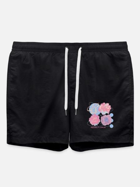 Regina Florum – Unusual rose design - Swim Trunks - black