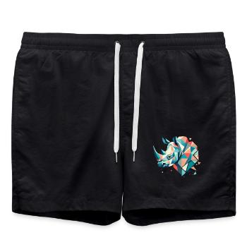 Rhinocéros abstrait – Force géométrique - Short de bain - noir - Devant - AI Model Male 185 light (185cm)