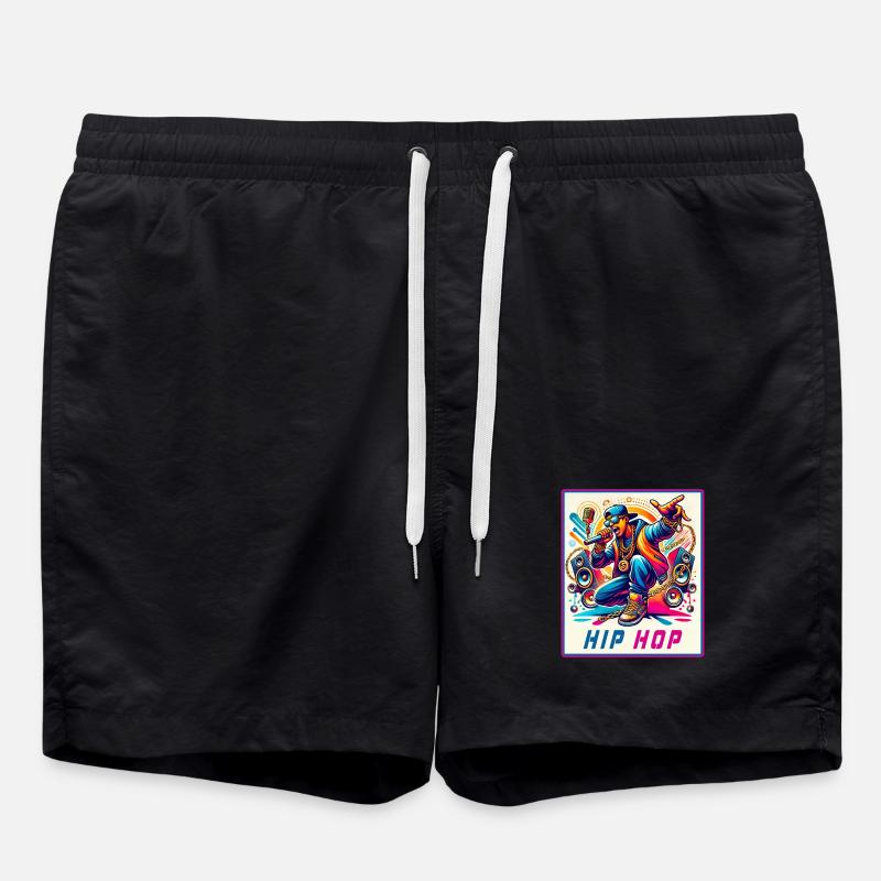 Hip-Hop Vibes – Rappeur avec micro - Short de bain - noir