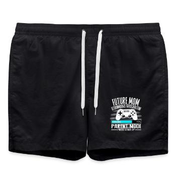 Mama lädt… Bitte warten! - Badeshorts - Schwarz - Vorne - AI Model Male 185 light (185cm)