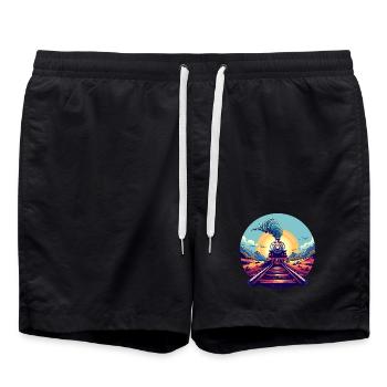 Railway Portrait - Swim Trunks - black - Front - AI Model Male 185 light (185cm)