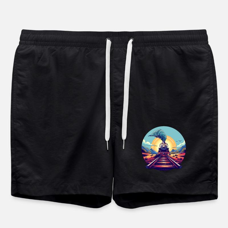 Railway Portrait - Swim Trunks - black