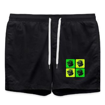 Hippo with sunglasses - Swim Trunks - black - Front - AI Model Male 185 light (185cm)