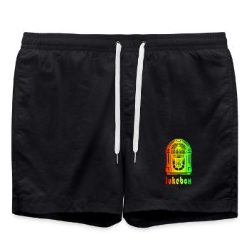Retro Jukebox – Rainbow Vibes - Badeshorts - Schwarz - Vorne - AI Model Male 185 light (185cm)