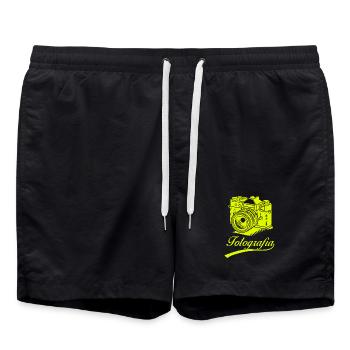 Fotografia – Vintage Camera - Swim Trunks - black - Front - AI Model Male 185 light (185cm)