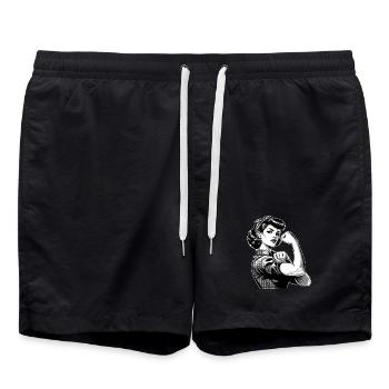 Starke Selbstbewusste Frau Rockabilly Geschenk - Badeshorts - Schwarz - Vorne - AI Model Male 185 light (185cm)