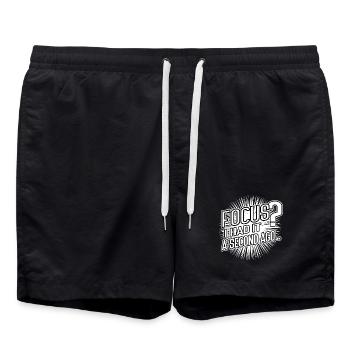 Focus? I Had It a Second Ago – Brain Humor - Swim Trunks - black - Front - AI Model Male 185 light (185cm)