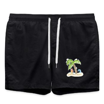 Surfbrett unter Palme - Badeshorts - Schwarz - Vorne - AI Model Male 185 light (185cm)