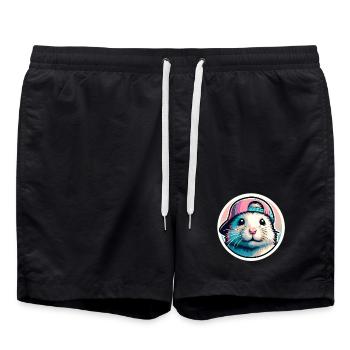 Hamster with cap in pastel - Swim Trunks - black - Front - AI Model Male 185 light (185cm)