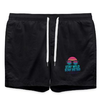 Stay Wild Stay Retro Neon - Badeshorts - Schwarz - Vorne - AI Model Male 185 light (185cm)