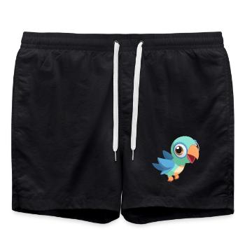 Bébé perroquet coloré en plein vol (v02) - Short de bain - noir - Devant - AI Model Male 185 light (185cm)