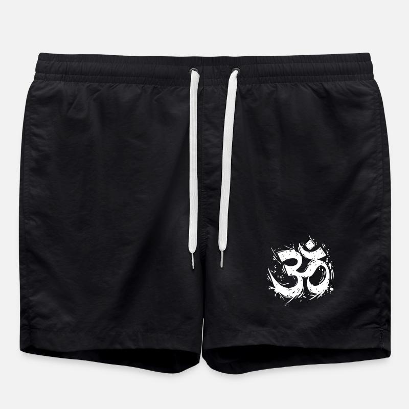Om-Symbol im dynamischen Grunge-Design - Badeshorts - Schwarz