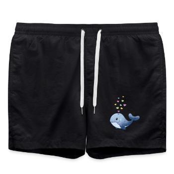 Wal mit Herz - Badeshorts - Schwarz - Vorne - AI Model Male 185 light (185cm)