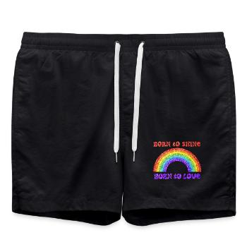 Regenbogen, geboren zu lieben, Stolz, LGBTQ+ - Badeshorts - Schwarz - Vorne - AI Model Male 185 light (185cm)