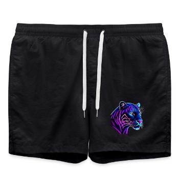 Panther in neon colors - Swim Trunks - black - Front - AI Model Male 185 light (185cm)