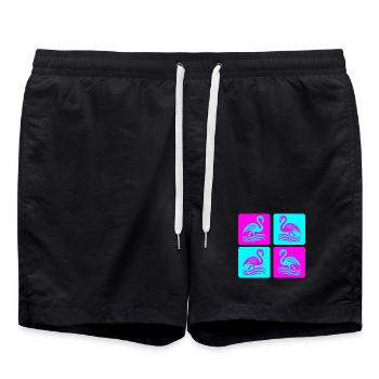 Flamant rose Vagues Pop Art - Short de bain - noir - Devant - AI Model Male 185 light (185cm)