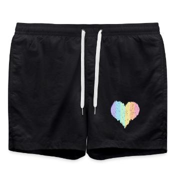 Regenbogen Herz Pastellfarben Pride Monat LGBTQ+ - Badeshorts - Schwarz - Vorne - AI Model Male 185 light (185cm)
