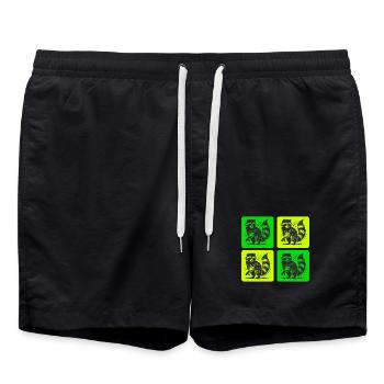 Stylish raccoon retro design - Swim Trunks - black - Front - AI Model Male 185 light (185cm)