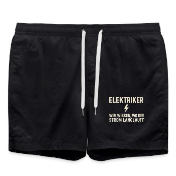 Elektriker Shirt – Wir wissen, wo Strom langläuft - Badeshorts - Schwarz - Vorne - AI Model Male 185 light (185cm)