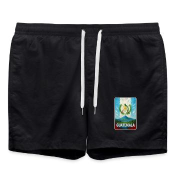 Guatemala Volcano & National Coat of Arms - Swim Trunks - black - Front - AI Model Male 185 light (185cm)