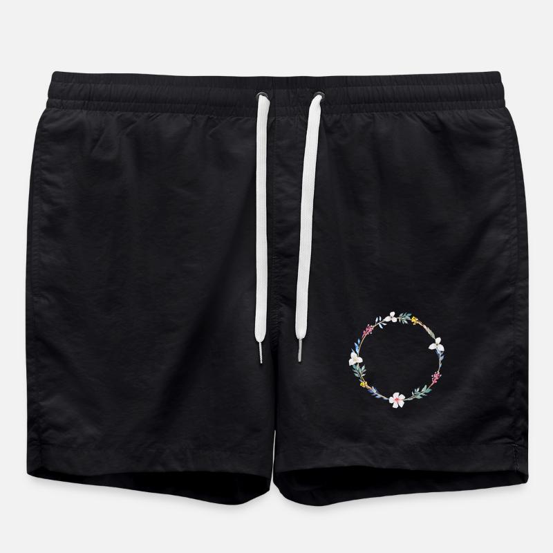 Sommer Blumen Kranz, personalisierbar - Badeshorts - Schwarz