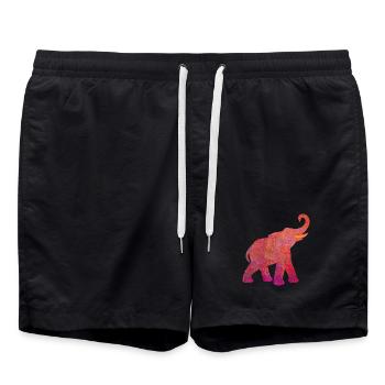Yoga Elefant Holi pink Energie Tierliebe Namaste - Badeshorts - Schwarz - Vorne - AI Model Male 185 light (185cm)