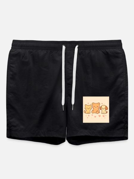 Cute cartoon drawing. - Swim Trunks - black