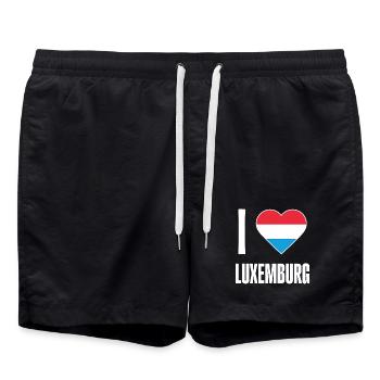 Luxembourg Heart Flag - Swim Trunks - black - Front - AI Model Male 185 light (185cm)