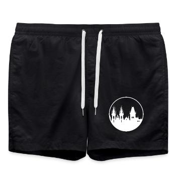Prague silhouette as logo - city symbol of the Czech Republic - Swim Trunks - black - Front - AI Model Male 185 light (185cm)