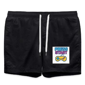 Press Start Gaming Grafik Vintage - Badeshorts - Schwarz - Vorne - AI Model Male 185 light (185cm)