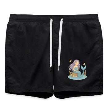 Nordic Fantasy - Purple Mermaid - Swim Trunks - black - Front - AI Model Male 185 light (185cm)