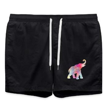 Yoga Holi Festival Inde Éléphant coloré om - Short de bain - noir - Devant - AI Model Male 185 light (185cm)