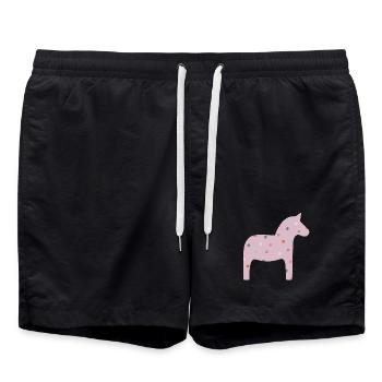 Dala Horse Dots Dots Scandinavian Decoration Scandinavian - Swim Trunks - black - Front - AI Model Male 185 light (185cm)