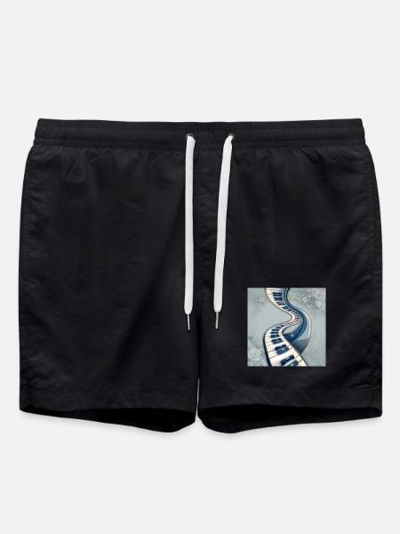 Road of Spiral Musical Notes - Swim Trunks - black