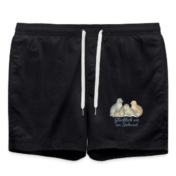 Sceaux heureux à l’aquarelle - Short de bain - noir - Devant - AI Model Male 185 light (185cm)