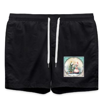Weihnachtsschädel mit Baum und Süßigkeiten - Badeshorts - Schwarz - Vorne - AI Model Male 185 light (185cm)