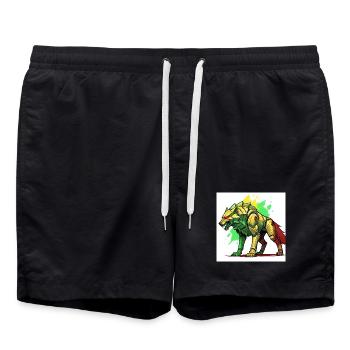 Futuristic lion with cyborg design - Swim Trunks - black - Front - AI Model Male 185 light (185cm)