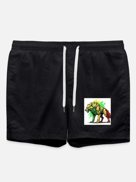 Futuristic lion with cyborg design - Swim Trunks - black