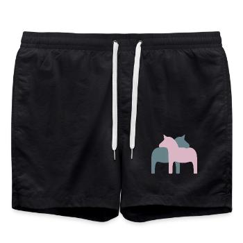 Dala cheval couple chevaux amour mariage décoration amour - Short de bain - noir - Devant - AI Model Male 185 light (185cm)