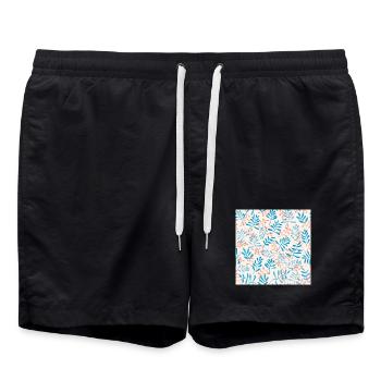 Conception de branches bleues et corail - Short de bain - noir - Devant - AI Model Male 185 light (185cm)