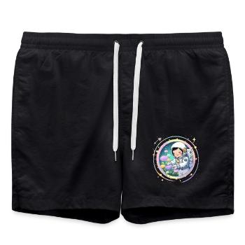 Astronautenmädchen mit Pilzen – Süßes Space-Design - Badeshorts - Schwarz - Vorne - AI Model Male 185 light (185cm)