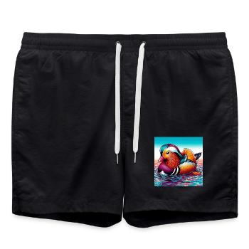 Canard mandarin - Short de bain - noir - Devant - AI Model Male 185 light (185cm)