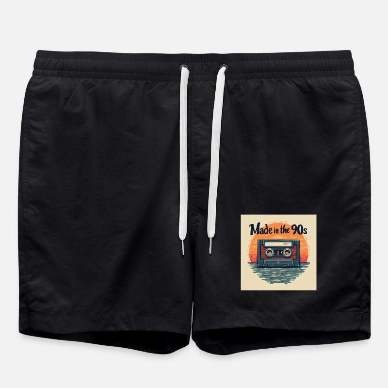 Retro Cassette Audio Design - Swim Trunks - black