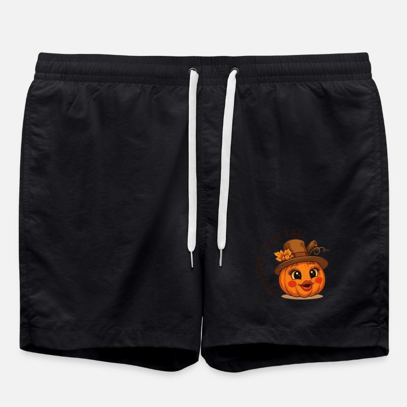 Herbstlicher Kürbis - Badeshorts - Schwarz