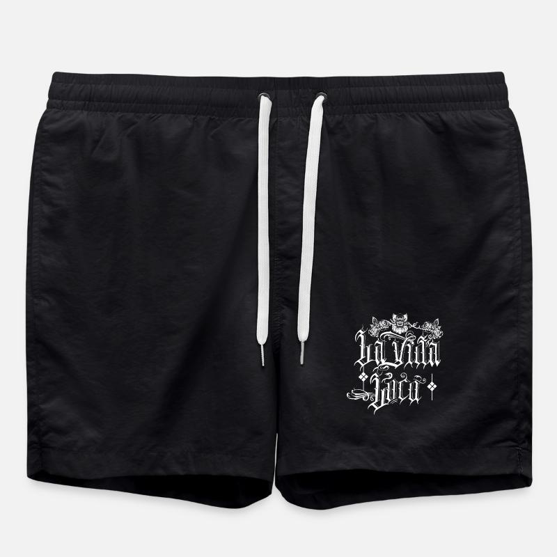 Schädel und Rosen Tattoo-Design - Badeshorts - Schwarz
