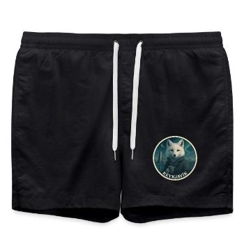 Renard arctique – Souvenir de l’île de Reykjavík - Short de bain - noir - Devant - AI Model Male 185 light (185cm)