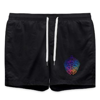 Neural Leaf-Schaltkreisdesign - Badeshorts - Schwarz - Vorne - AI Model Male 185 light (185cm)
